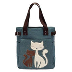 Load image into Gallery viewer, Cat Canvas Handbag Tote bag for Girls bags Filimohlls Green 
