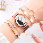 Load image into Gallery viewer, Beautiful Cat Watch &amp; Bracelet Set 5PCs
