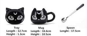 Black Cat Ceramics Mug [Coffee Mug + Spoon + Tray] - PawOfFun