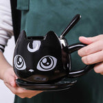 Load image into Gallery viewer, Black Cat Ceramics Mug [Coffee Mug + Spoon + Tray] - PawOfFun
