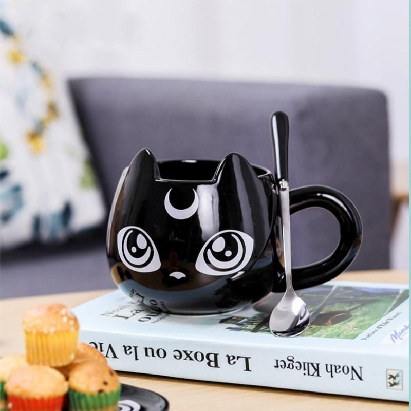 Black Cat Ceramics Mug [Coffee Mug + Spoon + Tray] - PawOfFun