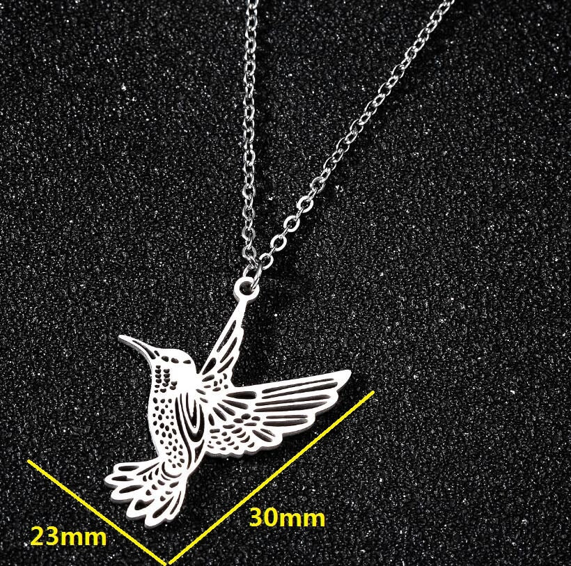 Stainless Steel Hummingbird, Cat Necklace For Women