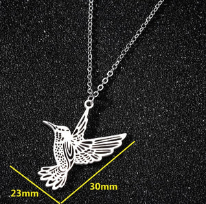 Stainless Steel Hummingbird, Cat Necklace For Women