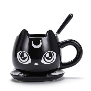 Black Cat Ceramics Mug [Coffee Mug + Spoon + Tray] - PawOfFun