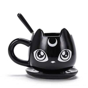 Black Cat Ceramics Mug [Coffee Mug + Spoon + Tray] - PawOfFun