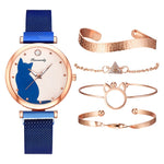 Load image into Gallery viewer, Beautiful Cat Watch &amp; Bracelet Set 5PCs
