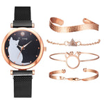 Load image into Gallery viewer, Beautiful Cat Watch &amp; Bracelet Set 5PCs
