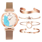 Load image into Gallery viewer, Beautiful Cat Watch &amp; Bracelet Set 5PCs
