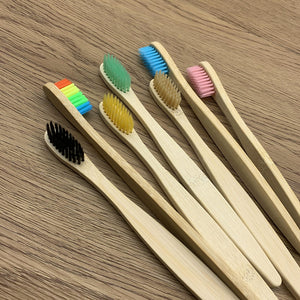 10PCS Natural Bamboo Toothbrush, Soft Bristle